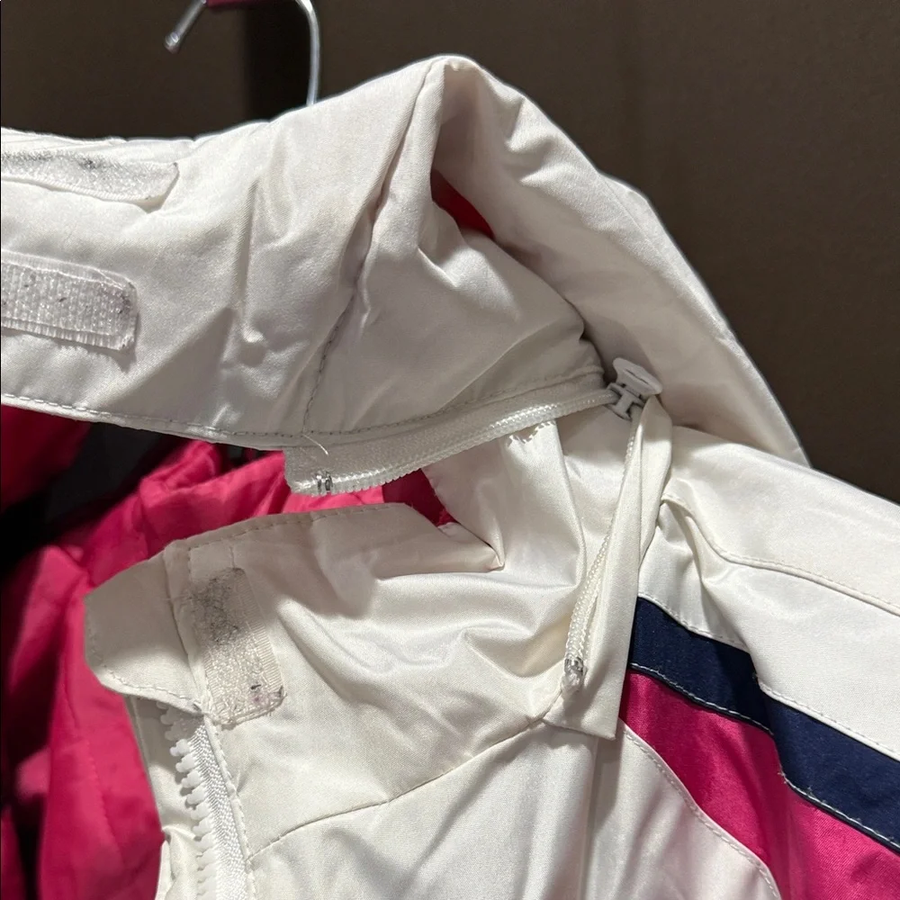 Weatherproof White and Pink Kids Raincoat with Navy Accents